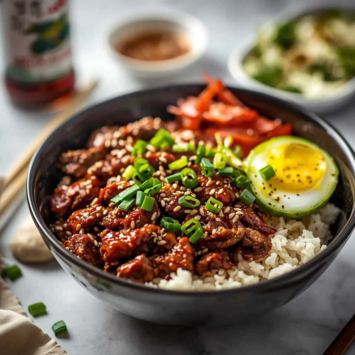 Cooking instructions for Korean ground beef bowl