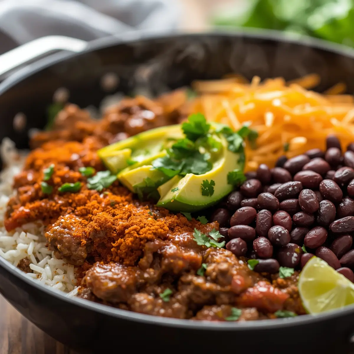 Cooking instructions for ground beef burrito bowl