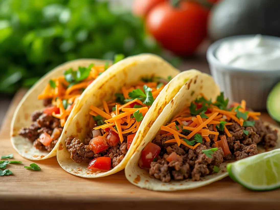 ground beef tacos ready to serve