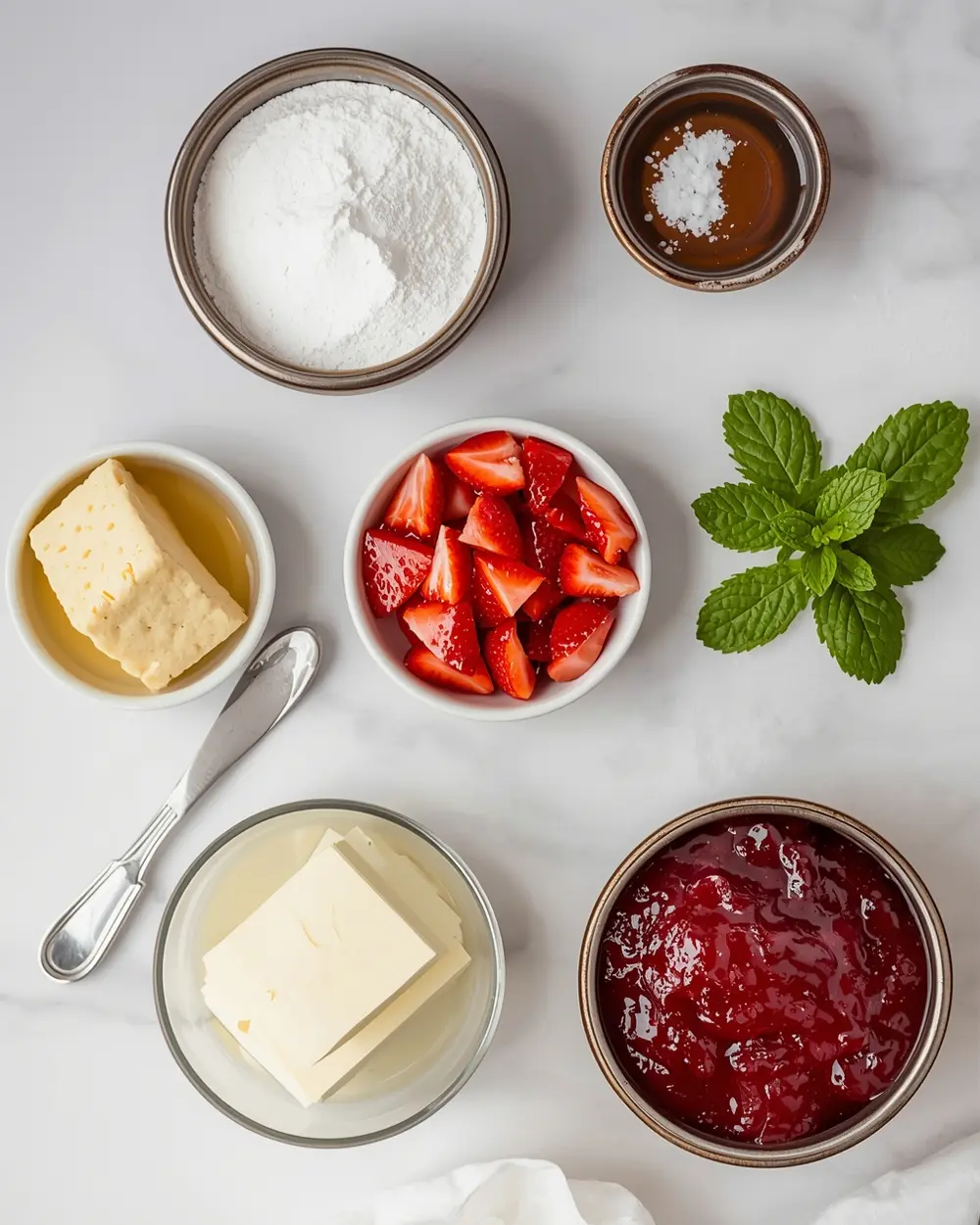 Ingredients for no bake strawberry cheesecake