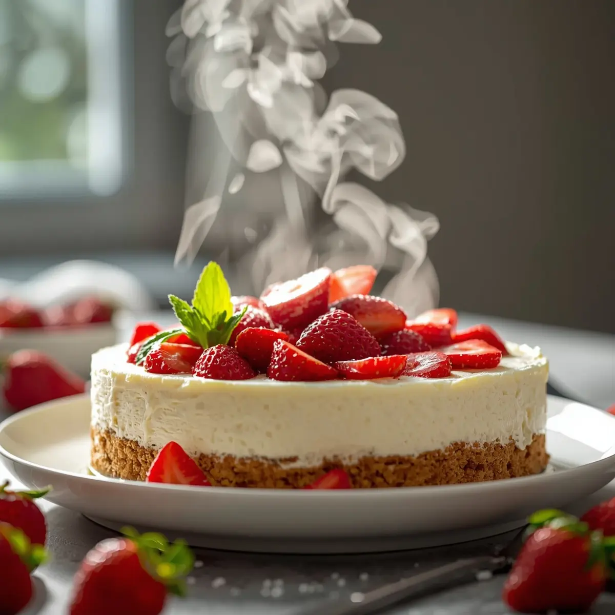 Cooking instructions for no bake strawberry cheesecake