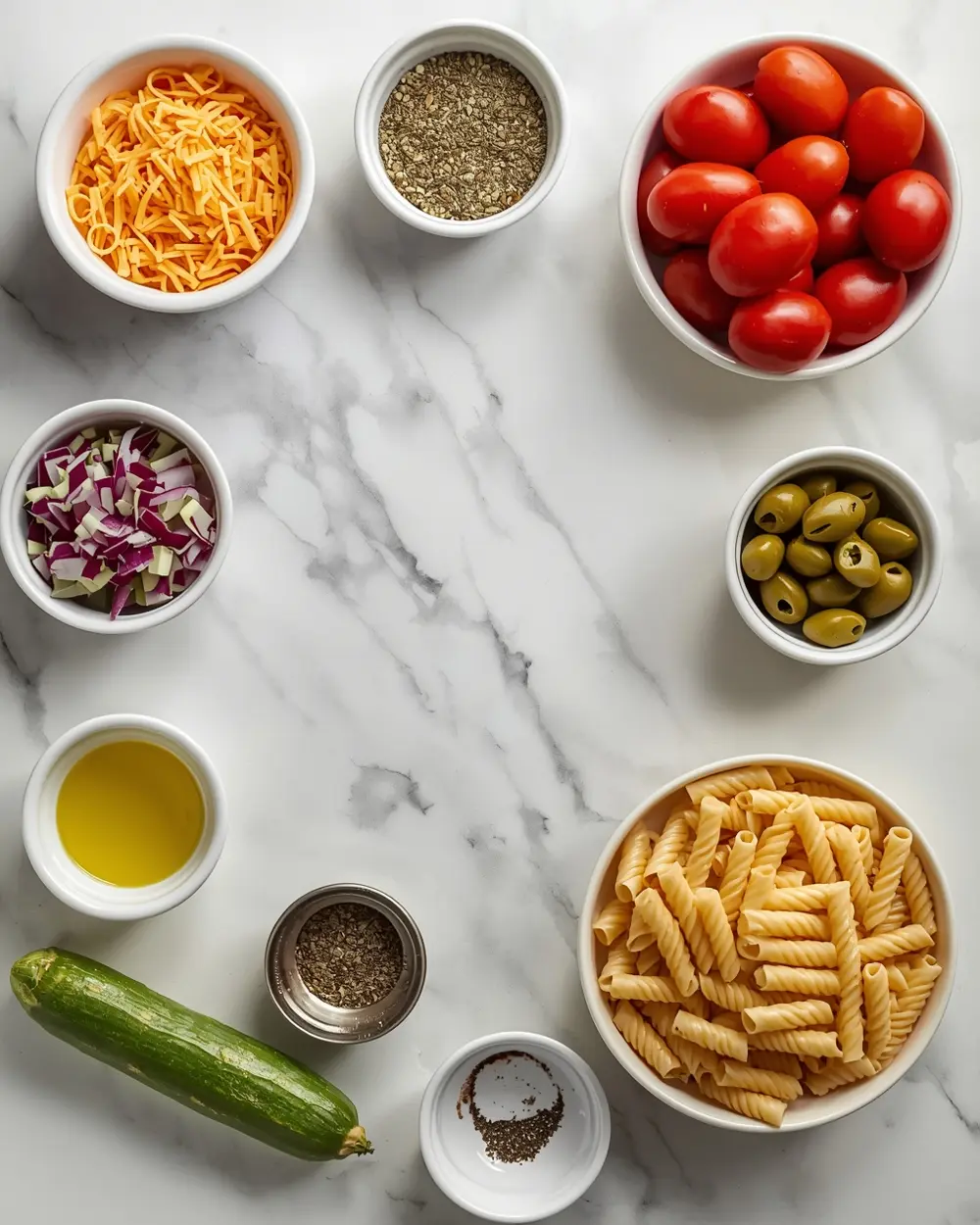 Ingredients for 4th july pasta salad family