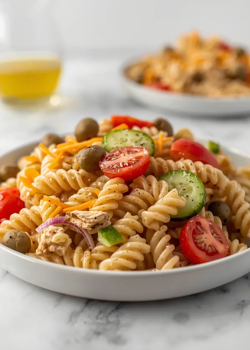 4th july pasta salad family ready to serve