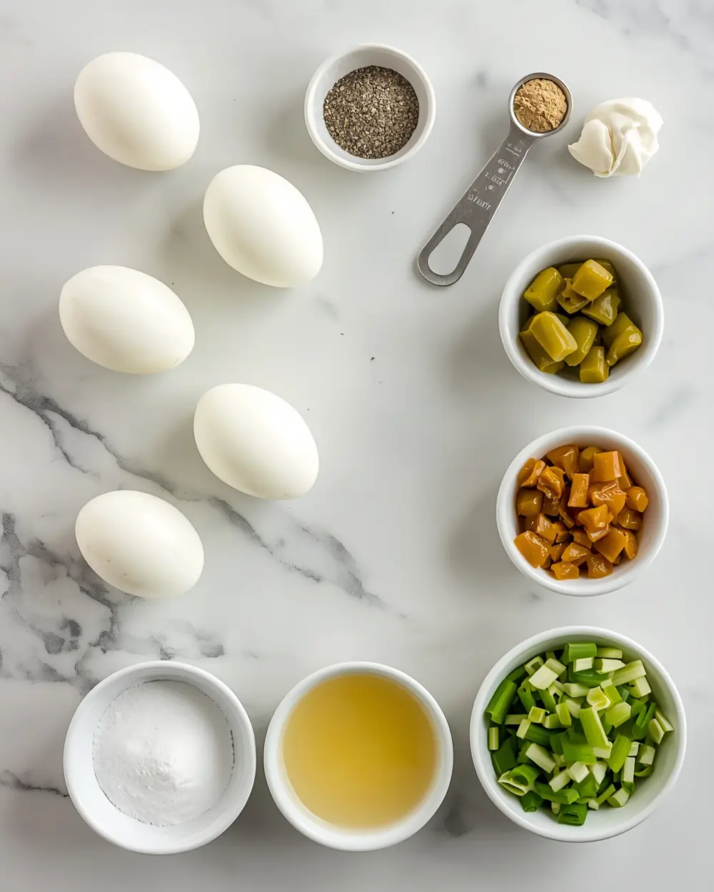 Ingredients for 4th of july deviled eggs family
