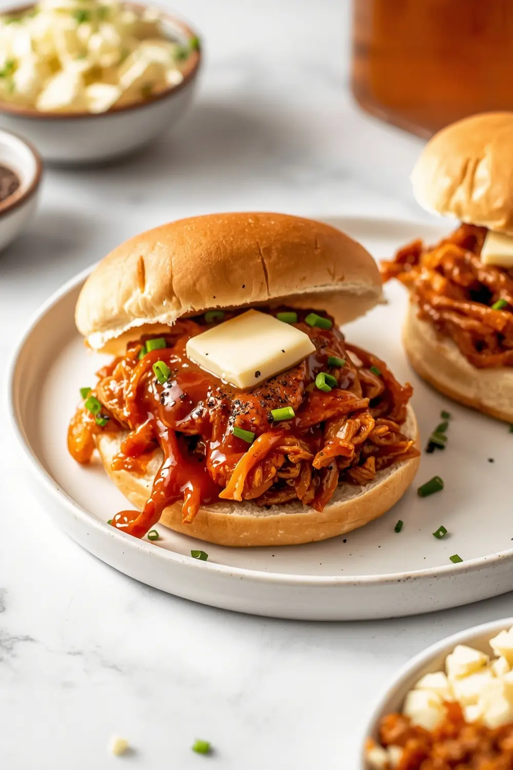 BBQ pulled chicken sandwiches family