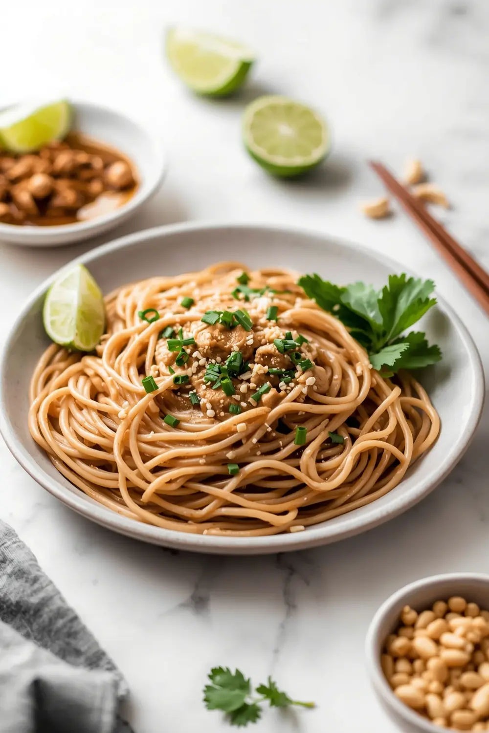 Thai peanut noodles family