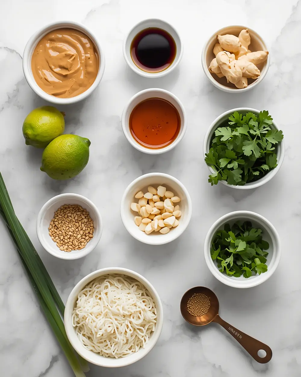 Ingredients for Thai peanut noodles family