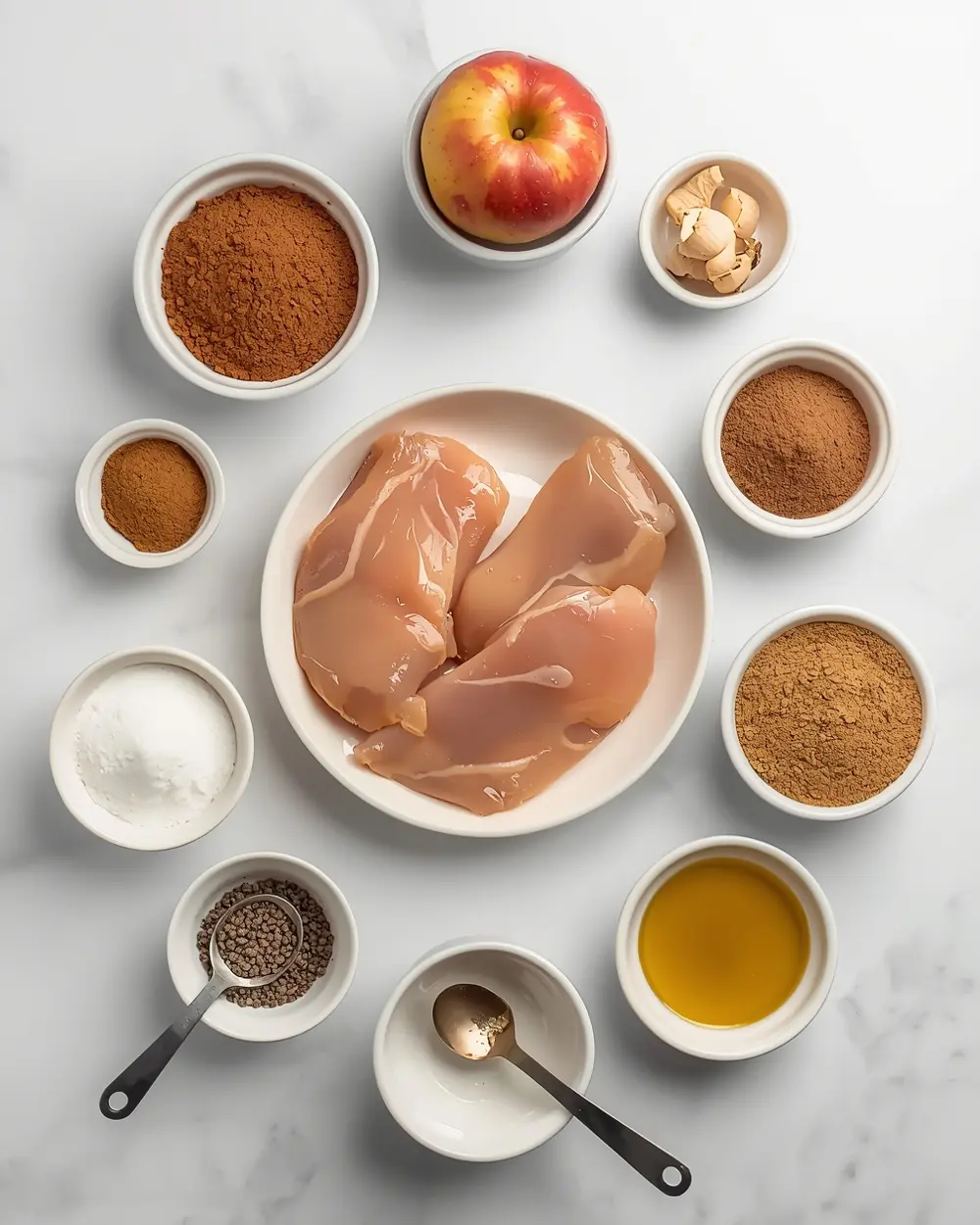 Ingredients for apple cider glazed chicken fall family