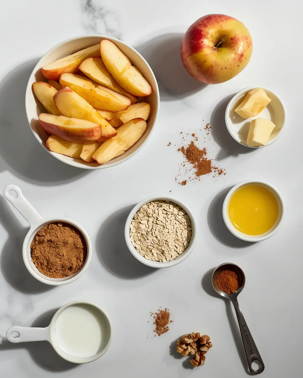 Ingredients for apple crumble fall family easy