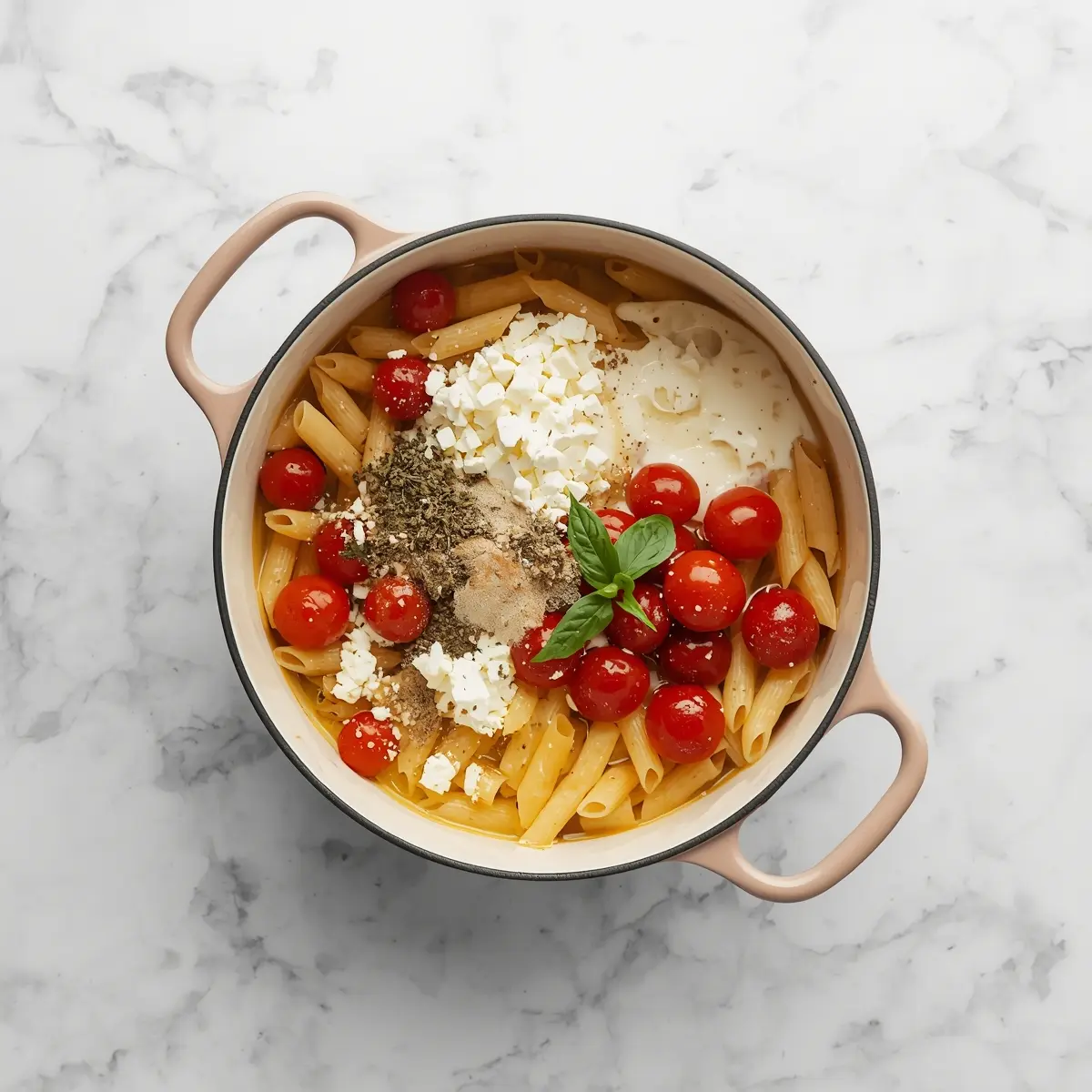 Cooking instructions for baked feta pasta family