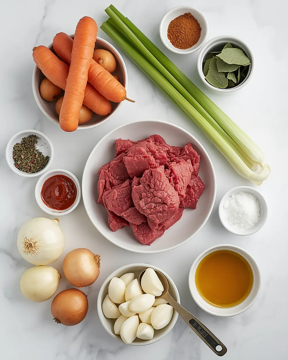 Ingredients for beef stew slow cooker fall family