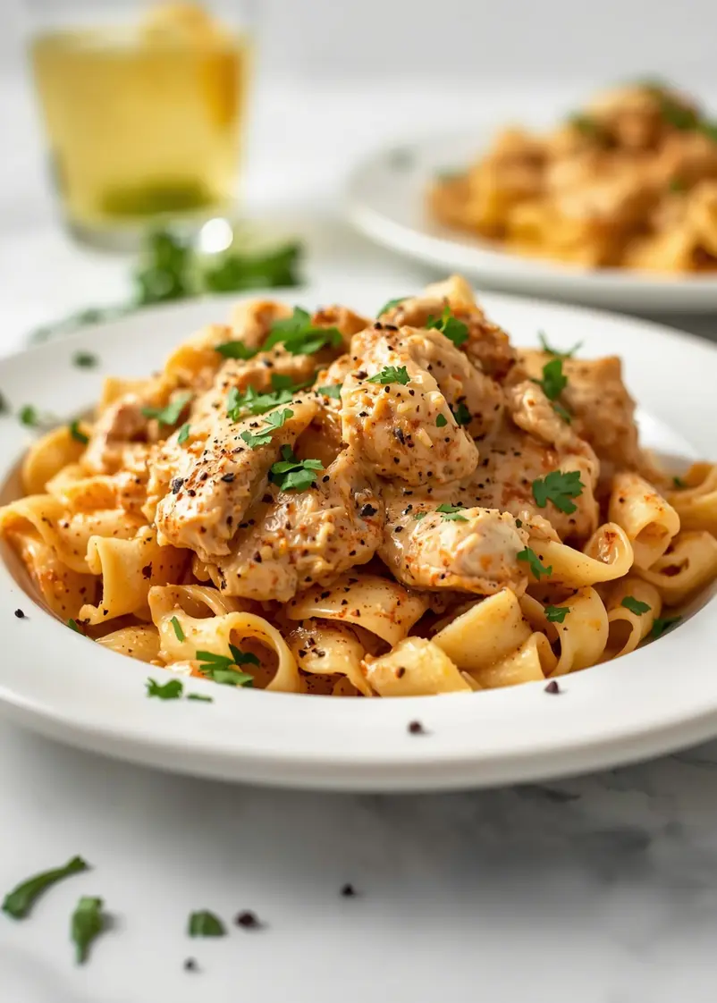 blackened chicken pasta family ready to serve