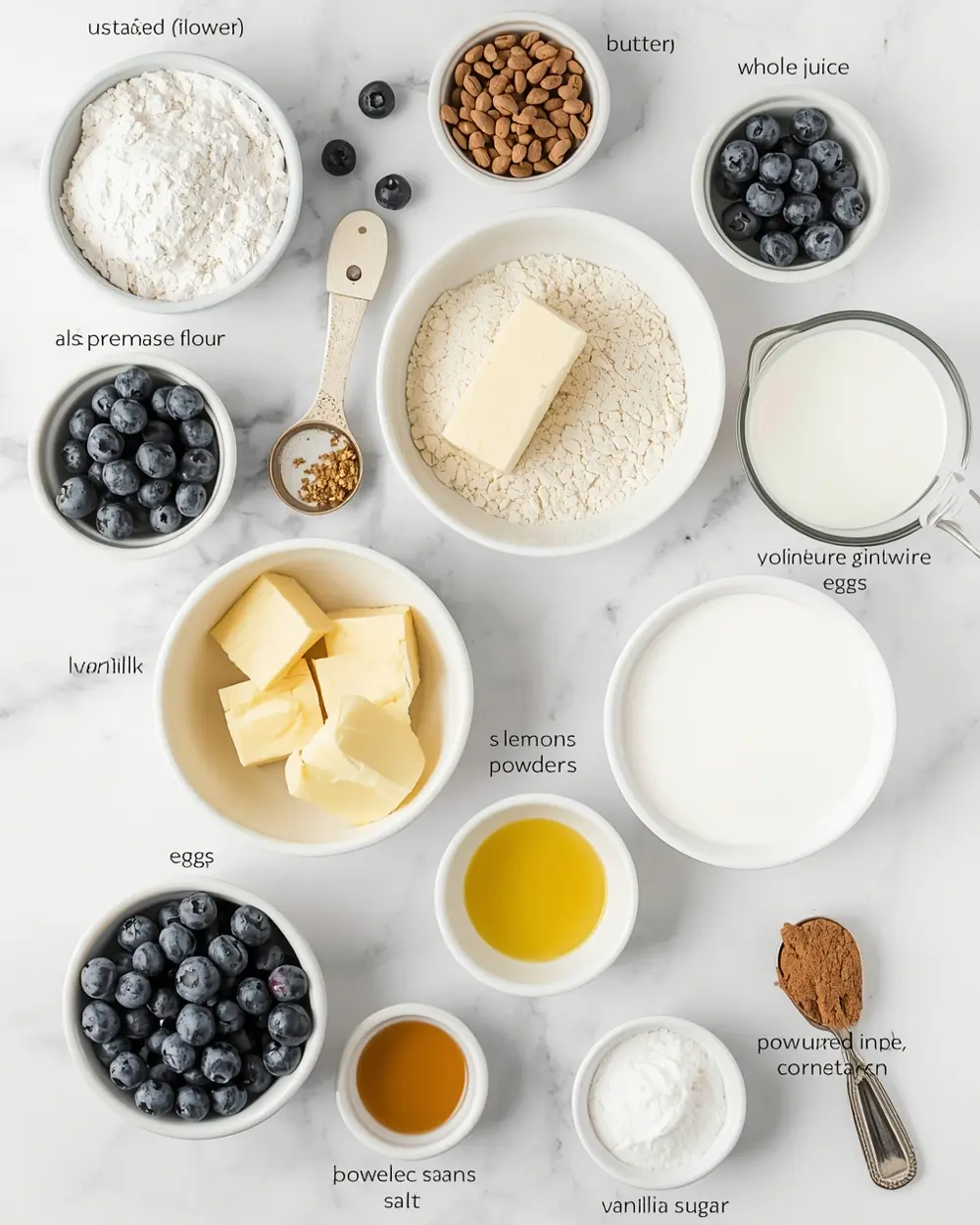 Ingredients for blueberry lemon poke cake family