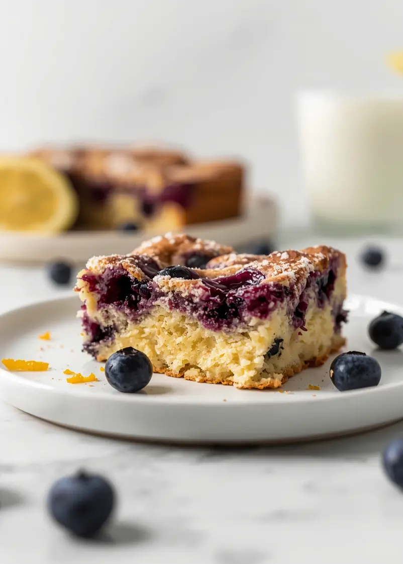 blueberry lemon poke cake family ready to serve