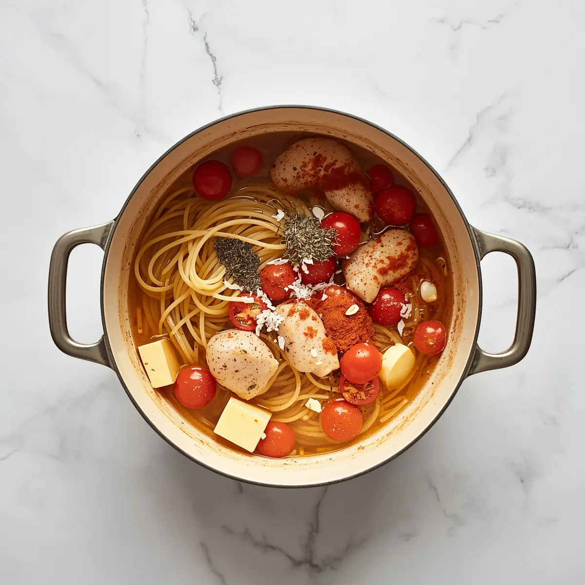 Cooking instructions for burst cherry tomato pasta family
