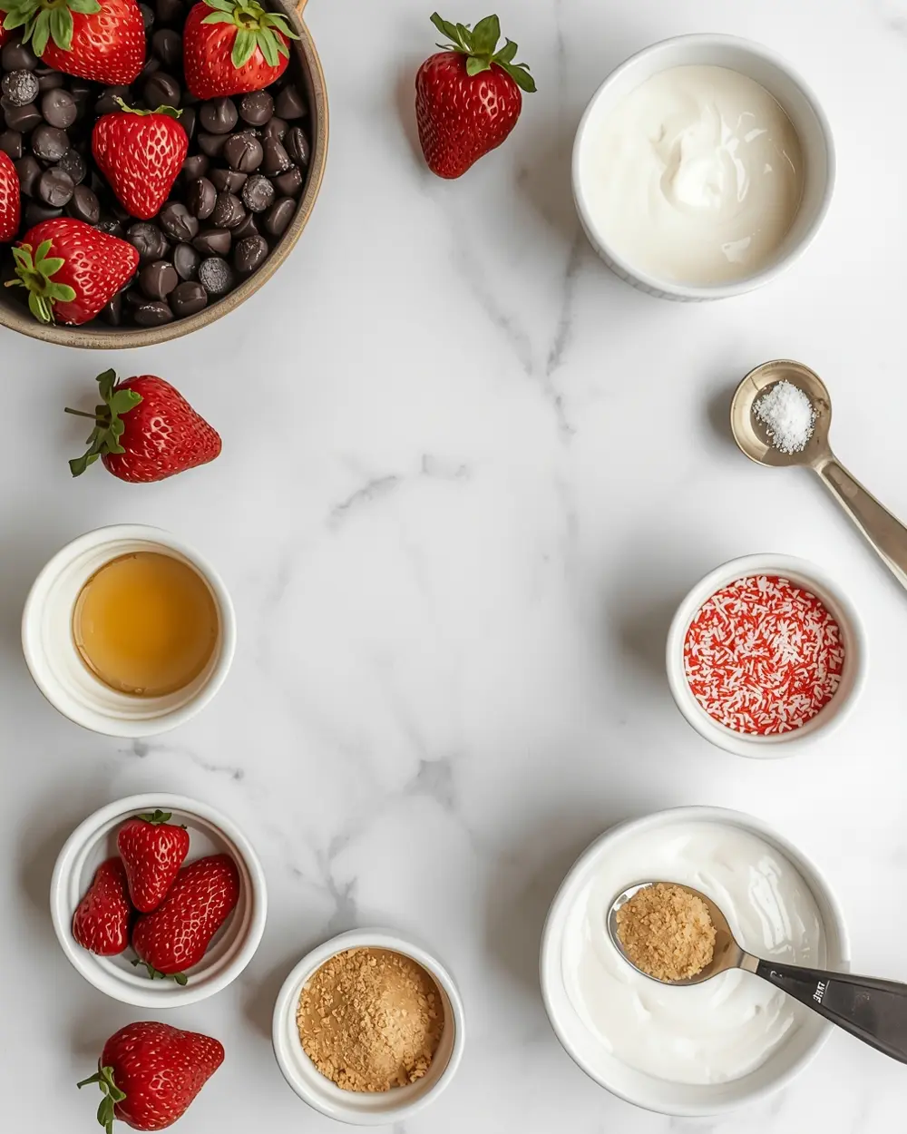 Ingredients for chocolate covered strawberries family