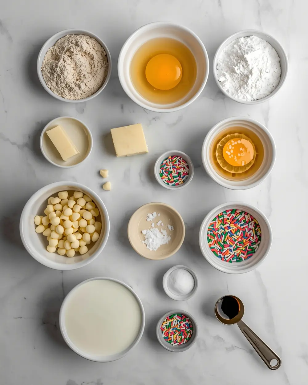 Ingredients for confetti blondies family 4th july