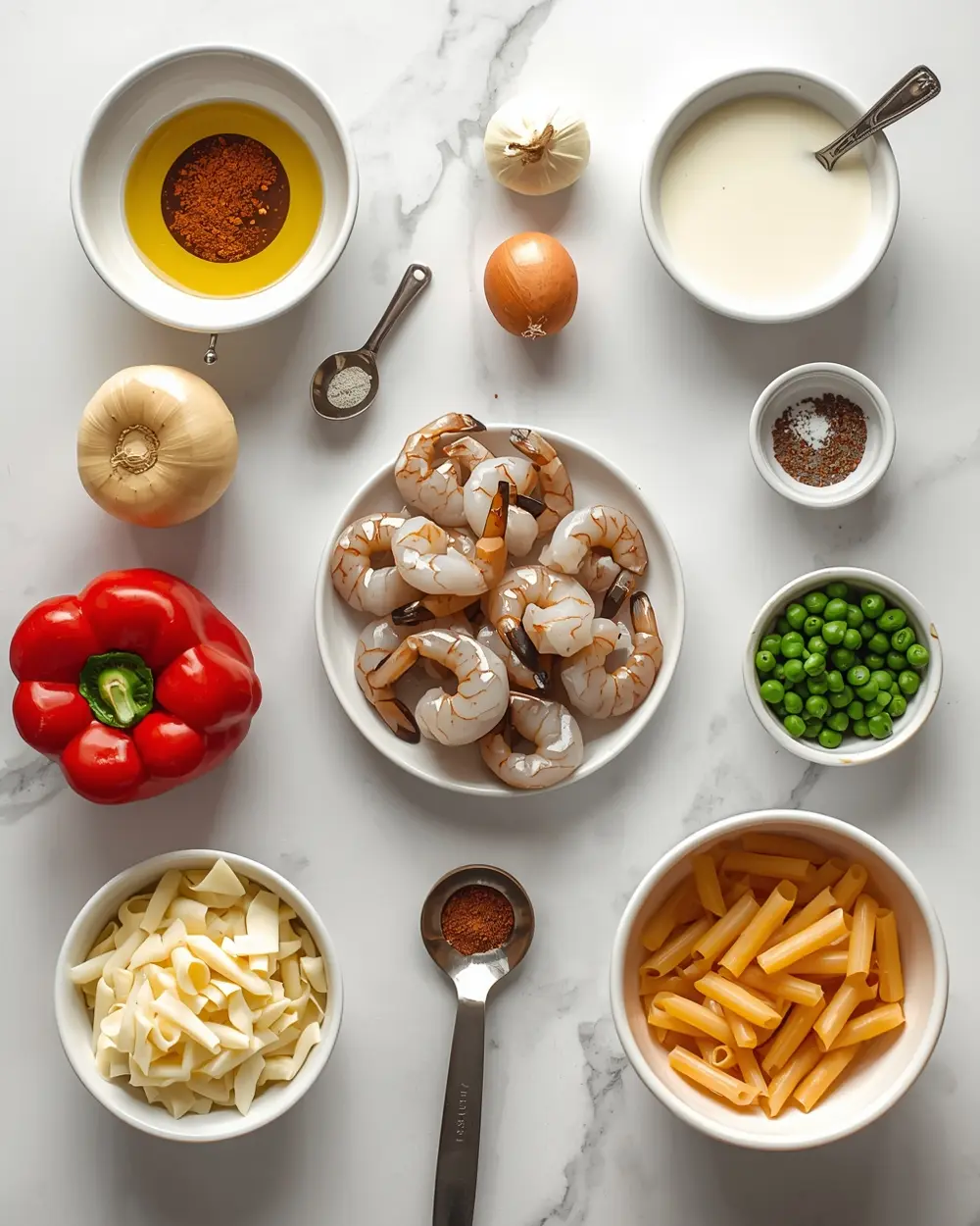 Ingredients for creamy cajun shrimp pasta family