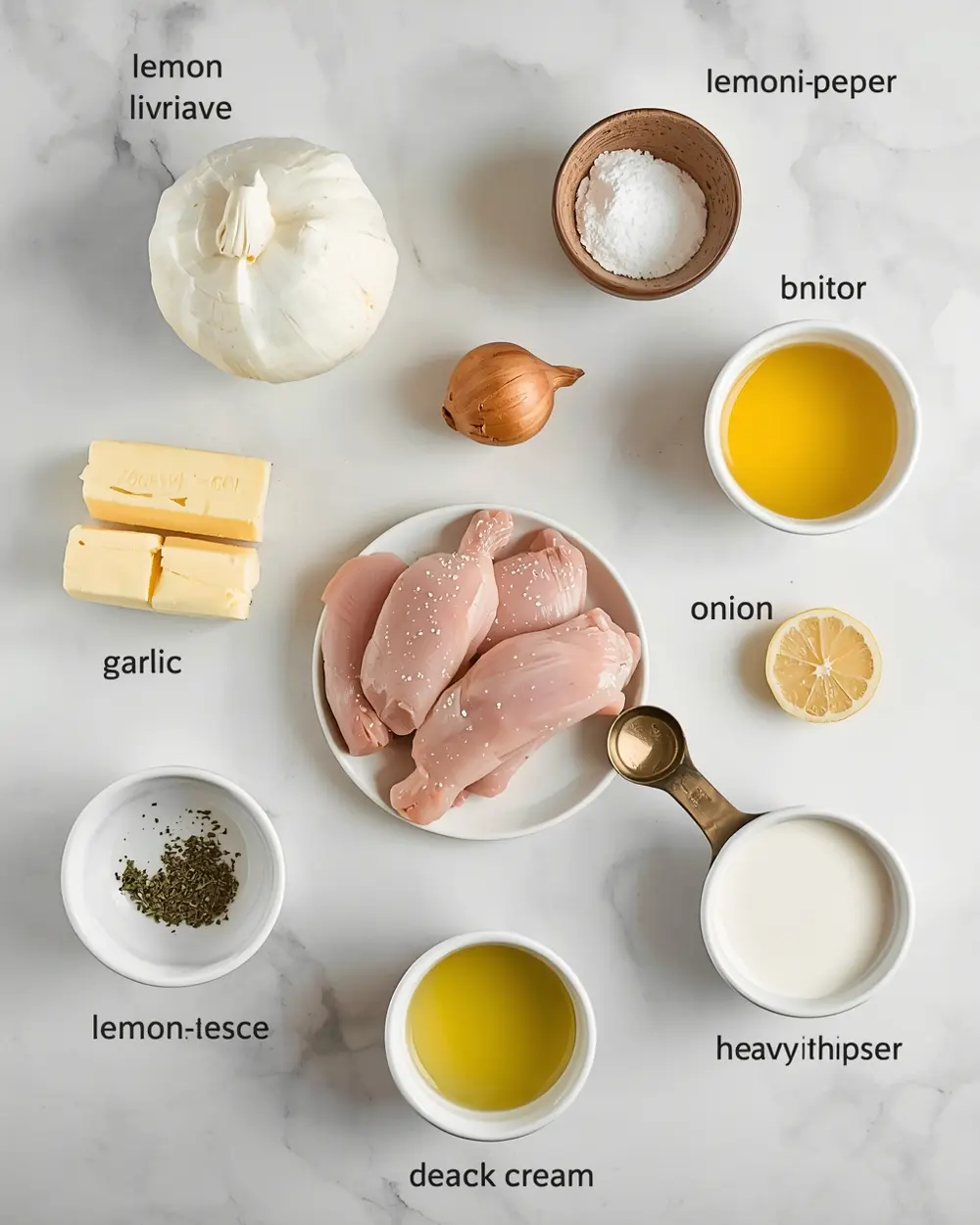 Ingredients for creamy lemon garlic chicken family