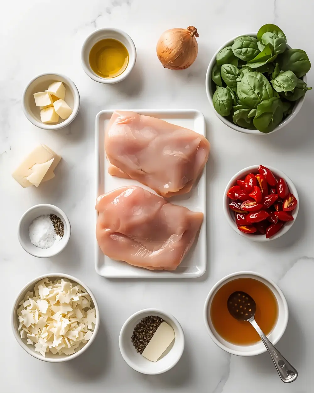 Ingredients for creamy tuscan chicken family