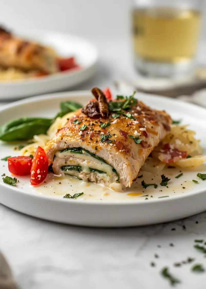 creamy tuscan chicken family ready to serve