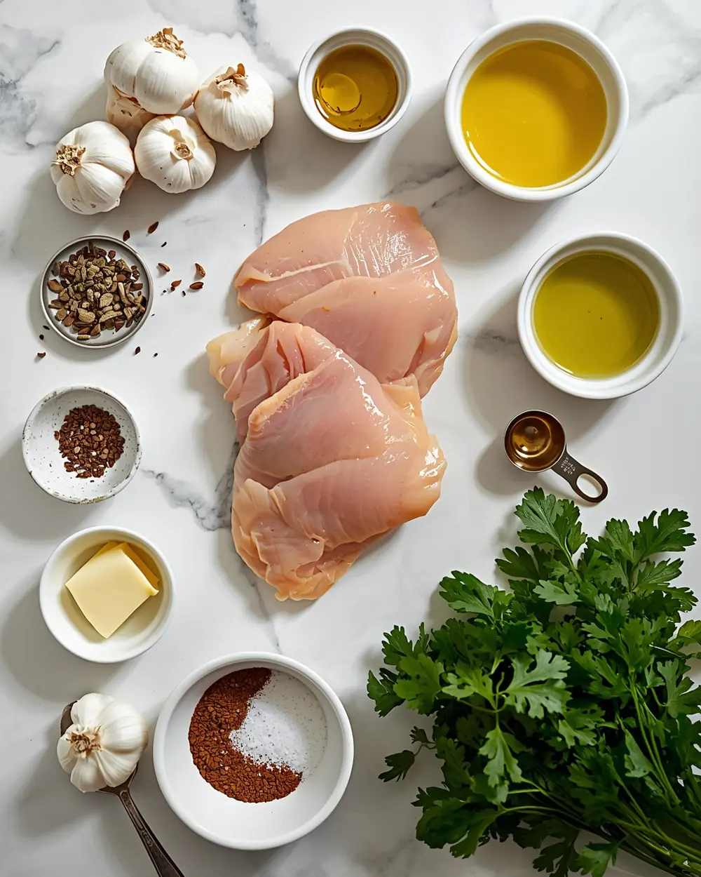 Ingredients for garlic butter chicken bites family