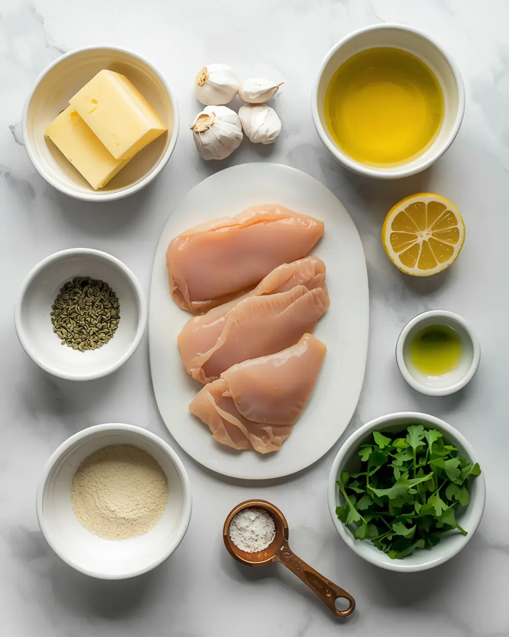 Ingredients for garlic butter chicken bites family