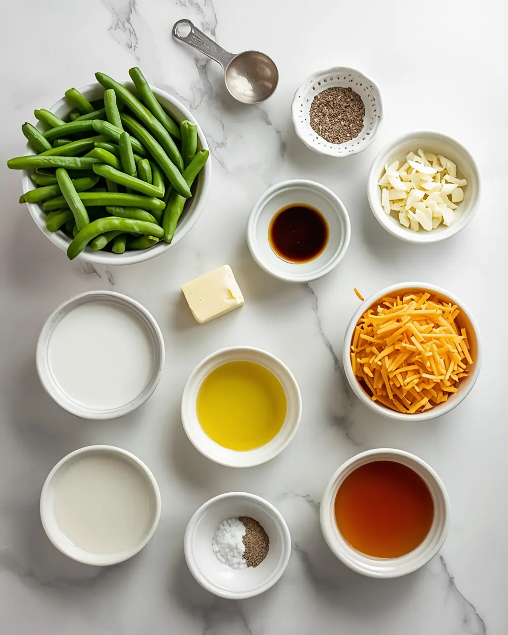 Ingredients for green bean casserole Thanksgiving easy