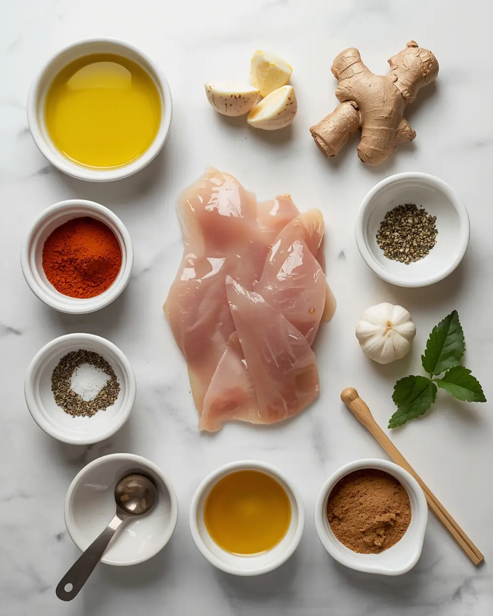 Ingredients for grilled chicken kabobs family