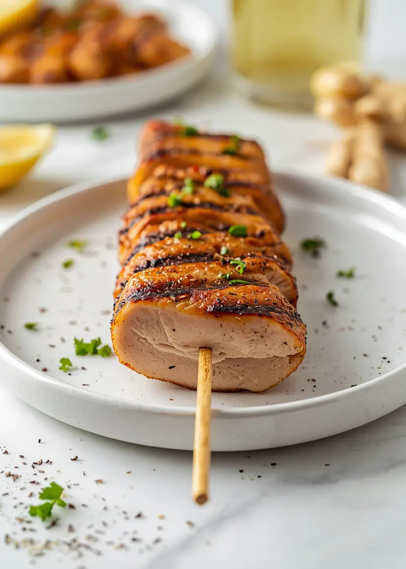 grilled chicken kabobs family ready to serve