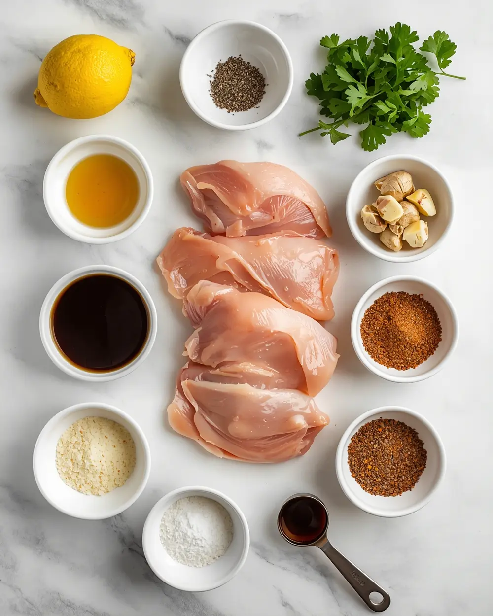 Ingredients for grilled chicken thigh marinade family
