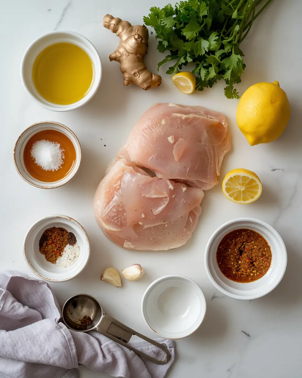 Ingredients for grilled chicken thigh marinade family