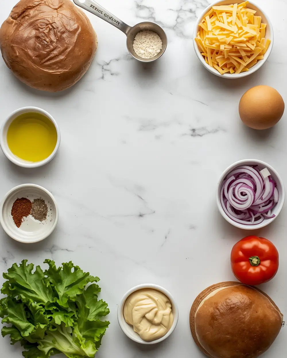 Ingredients for grilled portobello burger family