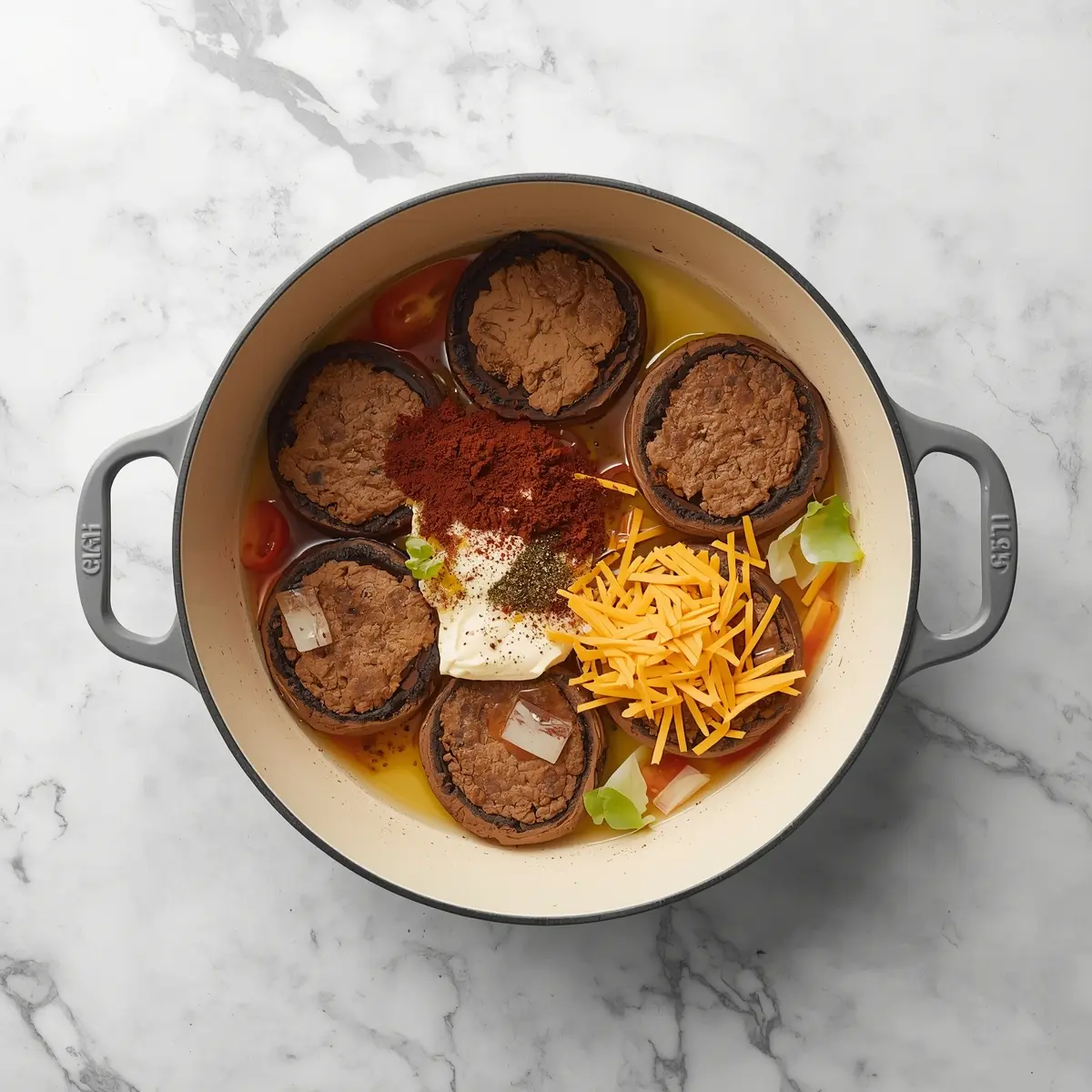 Cooking instructions for grilled portobello burger family