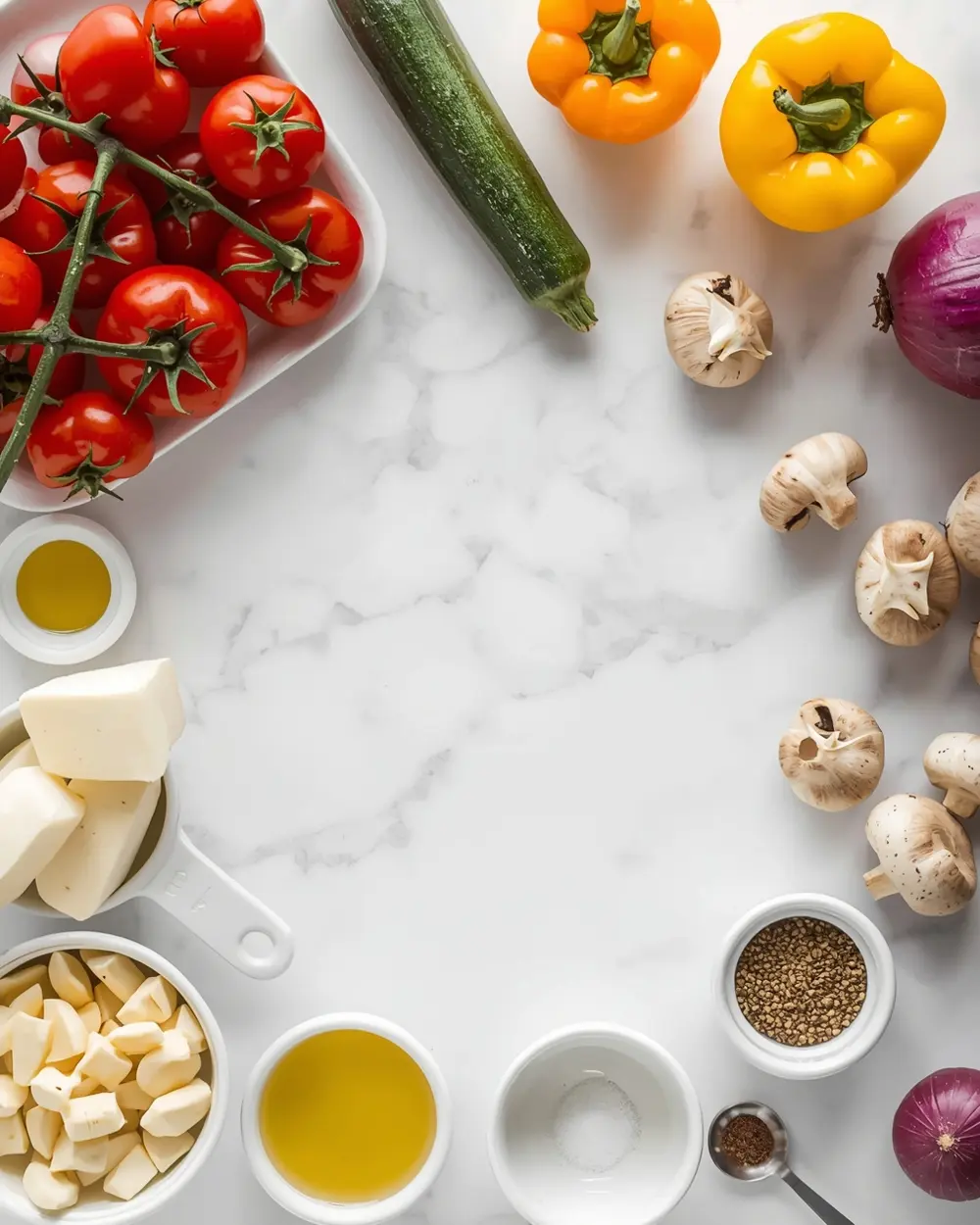 Ingredients for grilled veggie kabobs family