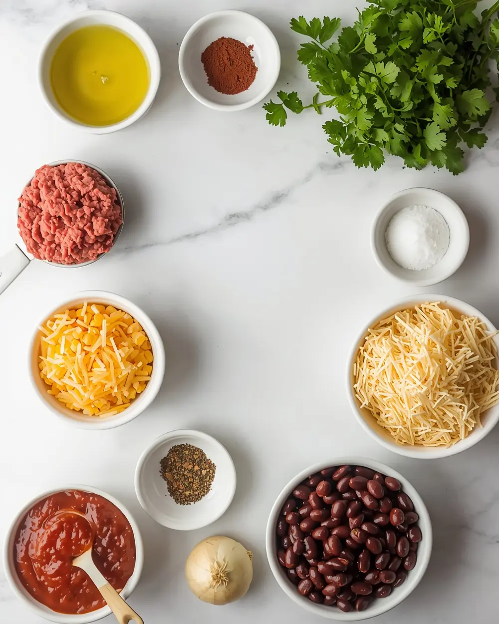 Ingredients for ground beef enchiladas