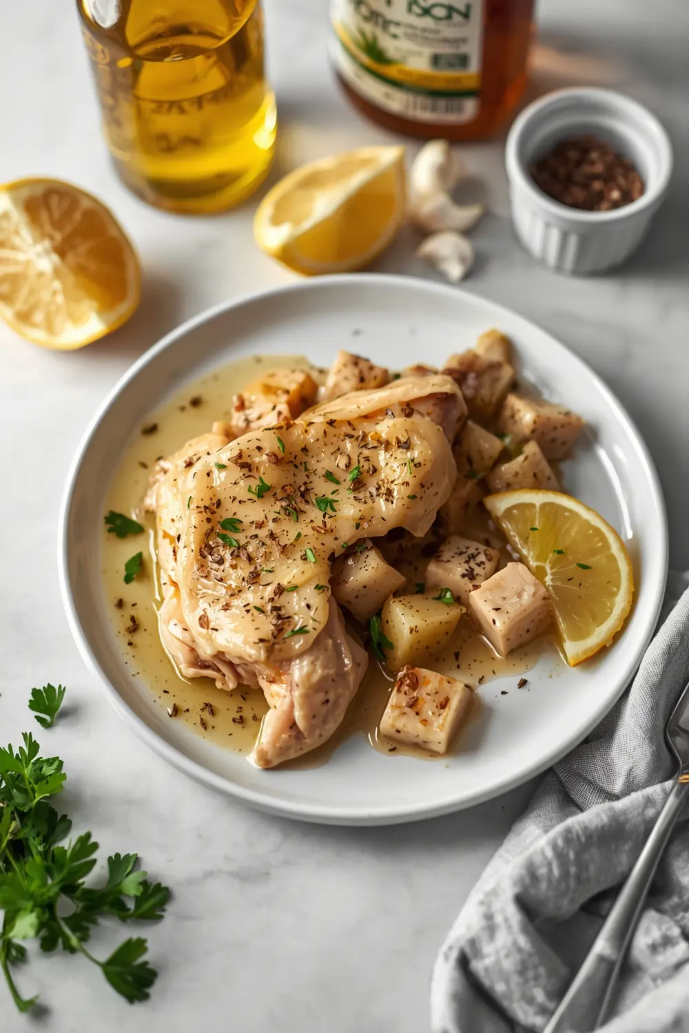 lemon herb chicken skillet family