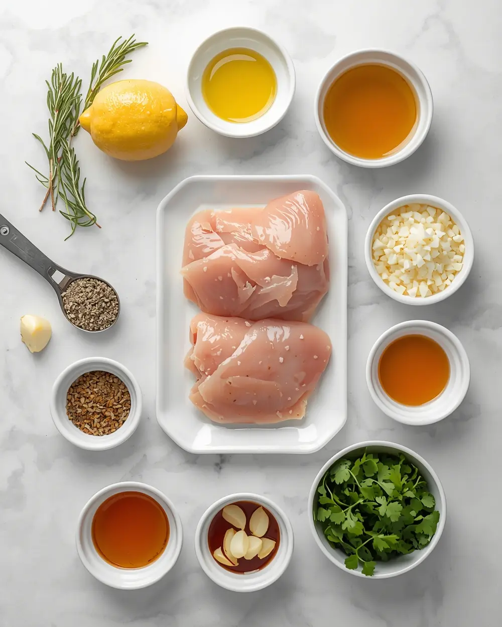 Ingredients for lemon herb chicken skillet family