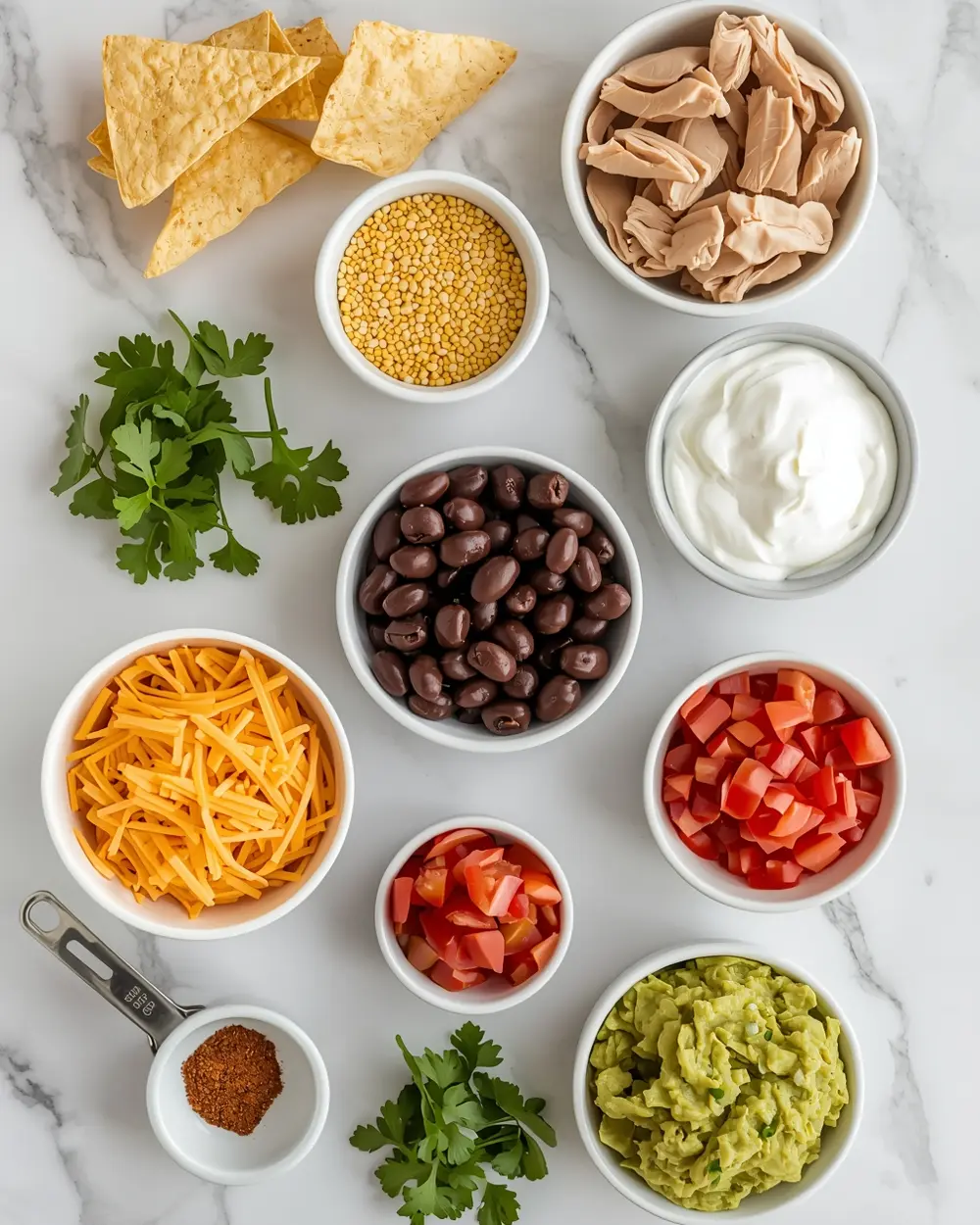 Ingredients for loaded nachos family 4th july
