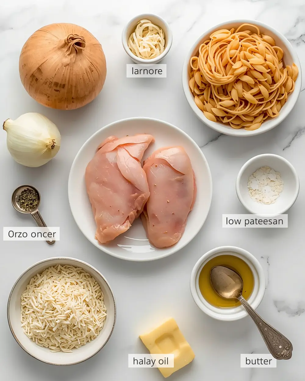 Ingredients for one pan lemon chicken orzo family