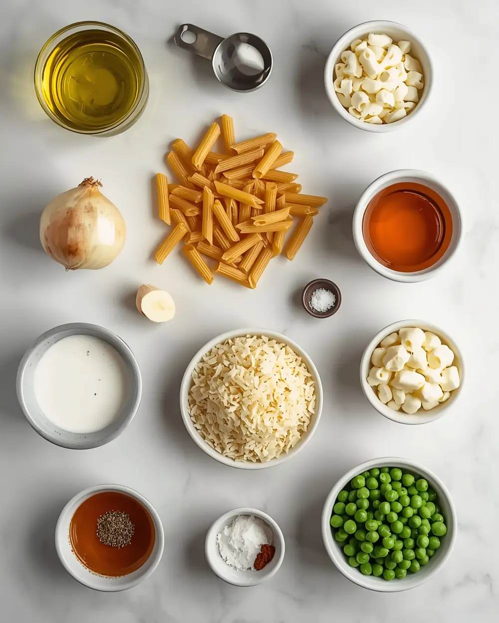 Ingredients for one pot creamy pasta family