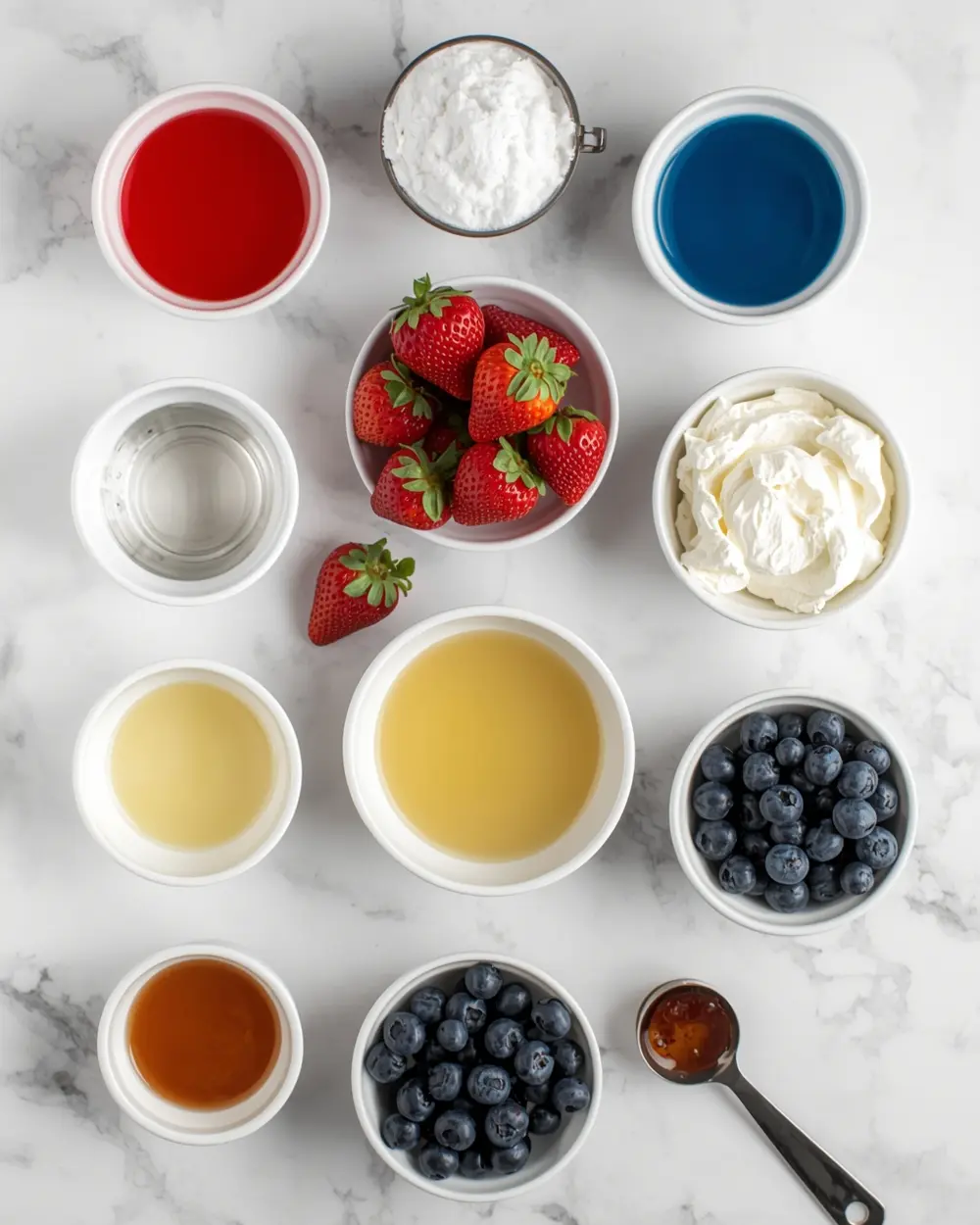 Ingredients for patriotic jello cups family