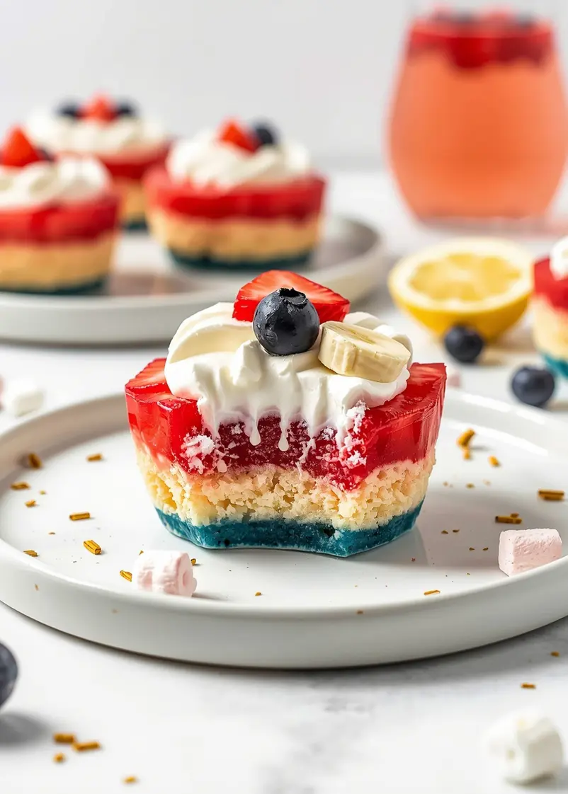 patriotic jello cups family ready to serve