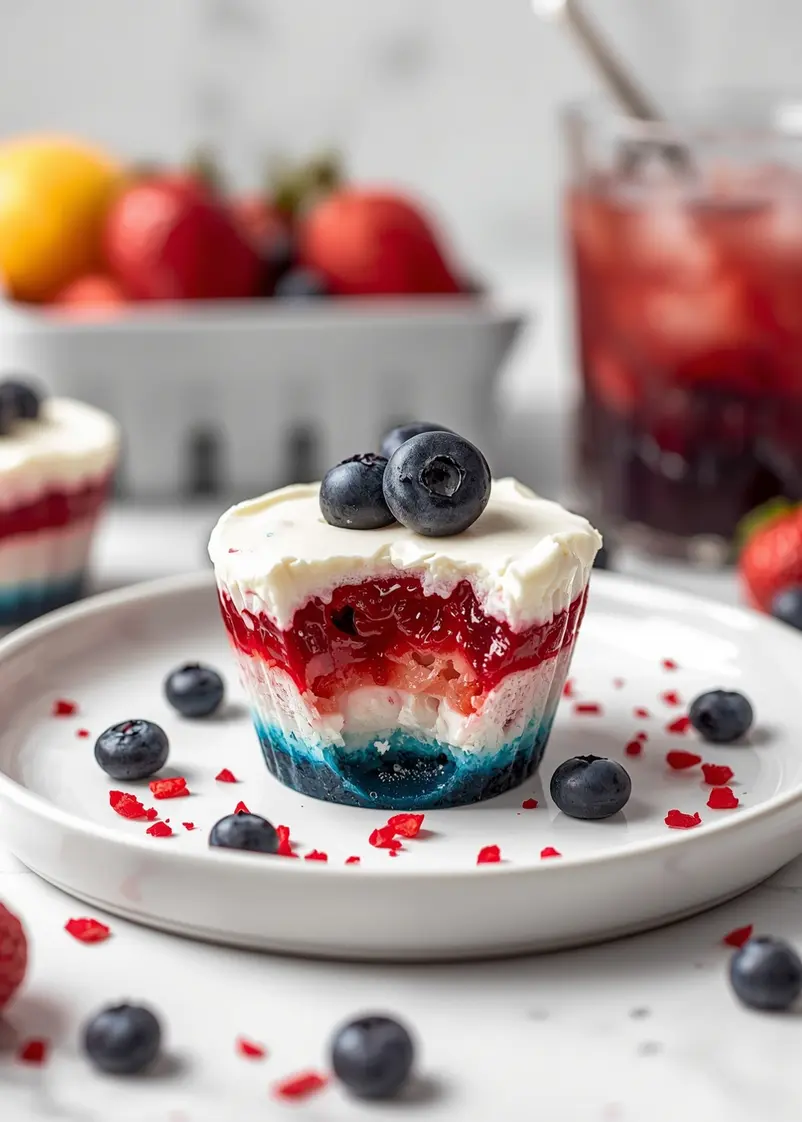 patriotic jello cups family ready to serve