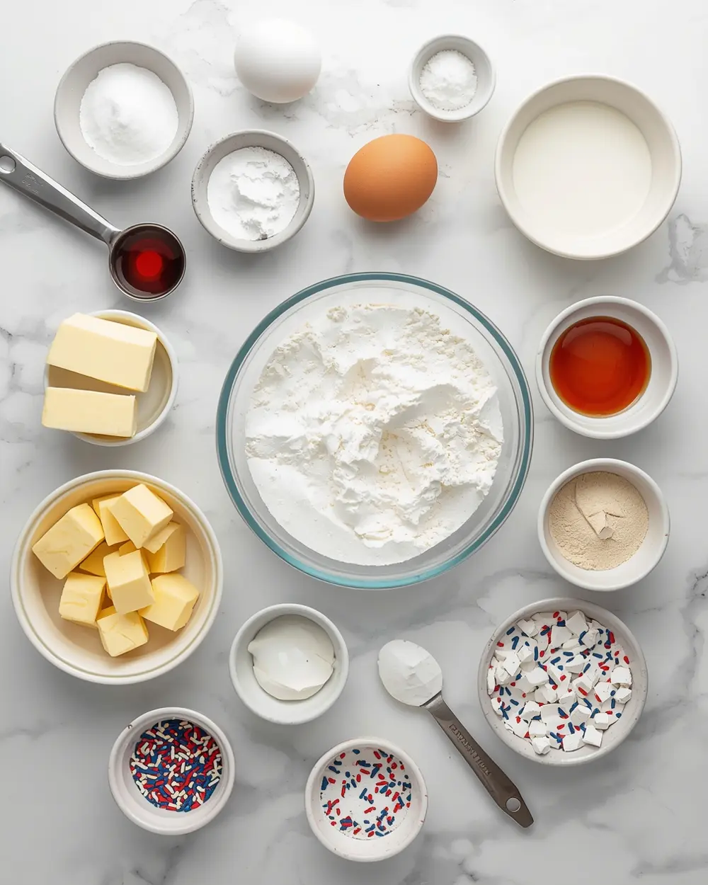 Ingredients for patriotic pinata cake family