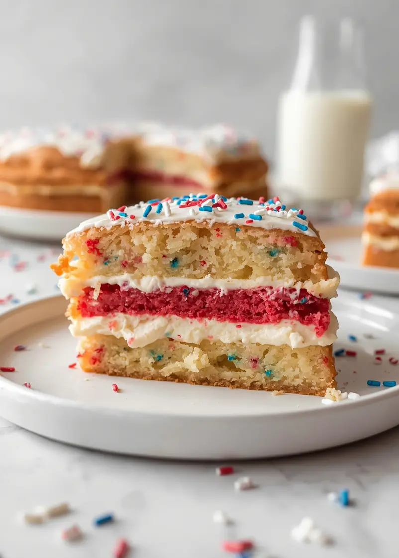 patriotic pinata cake family ready to serve
