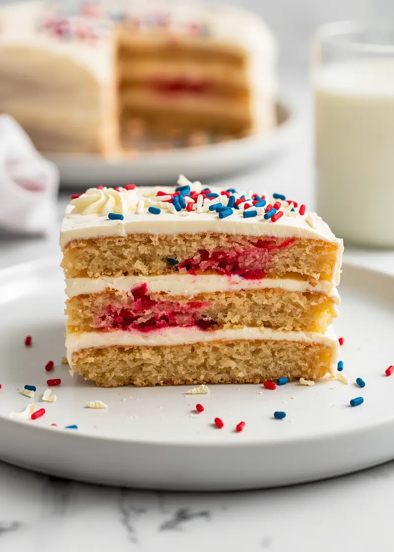 patriotic pinata cake family ready to serve