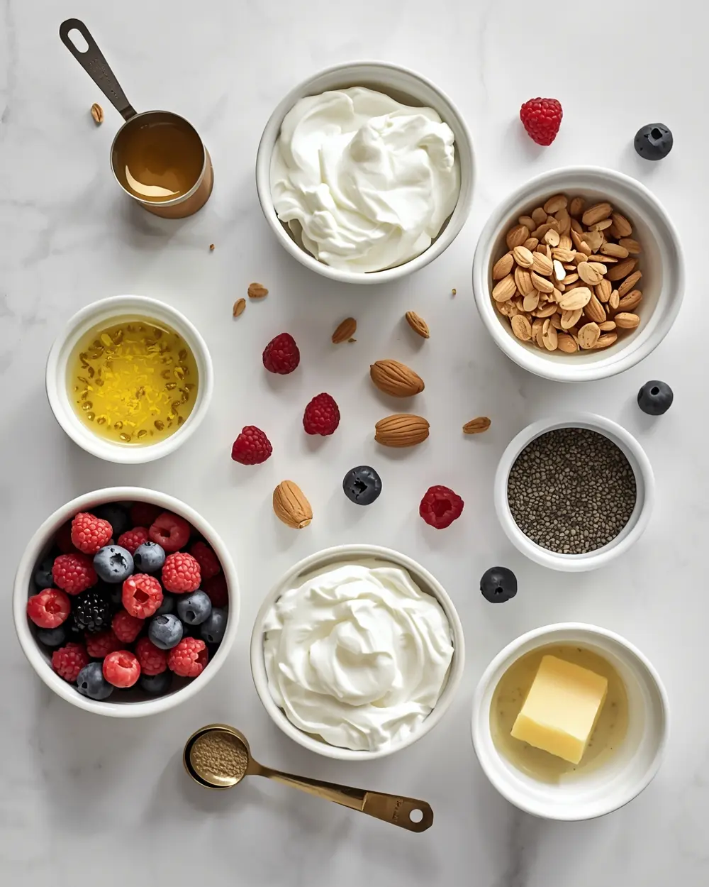 Ingredients for patriotic yogurt parfaits family