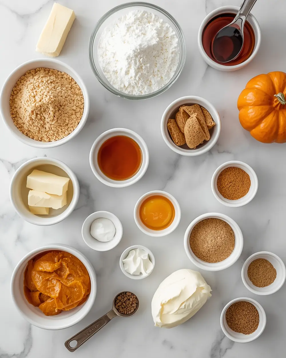 Ingredients for pumpkin cheesecake bars easy family