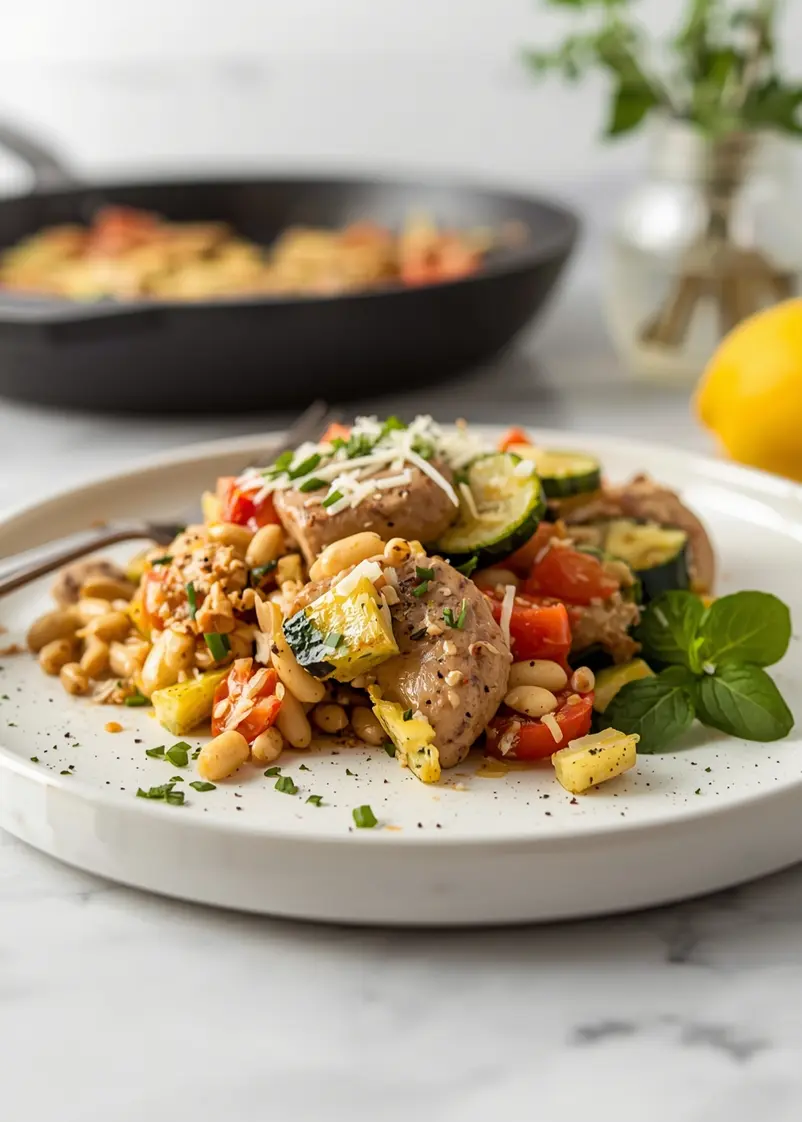 sausage zucchini skillet family ready to serve